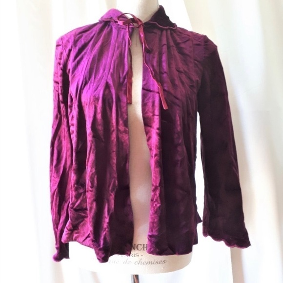 Vintage Sweaters - VINTAGE 1970s Lady Diana Bards Fashions Fuchsia Velvet Cardigan fits like XS-S
